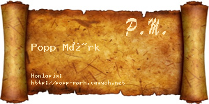 Popp Márk névjegykártya
